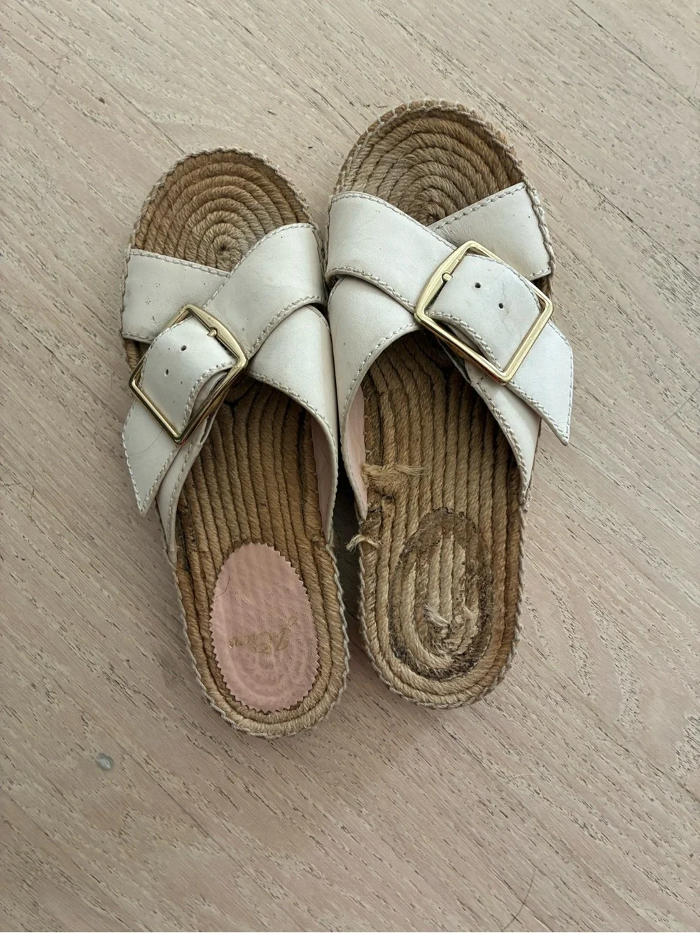JCrew White Buckle Espadrille Slide Sandals